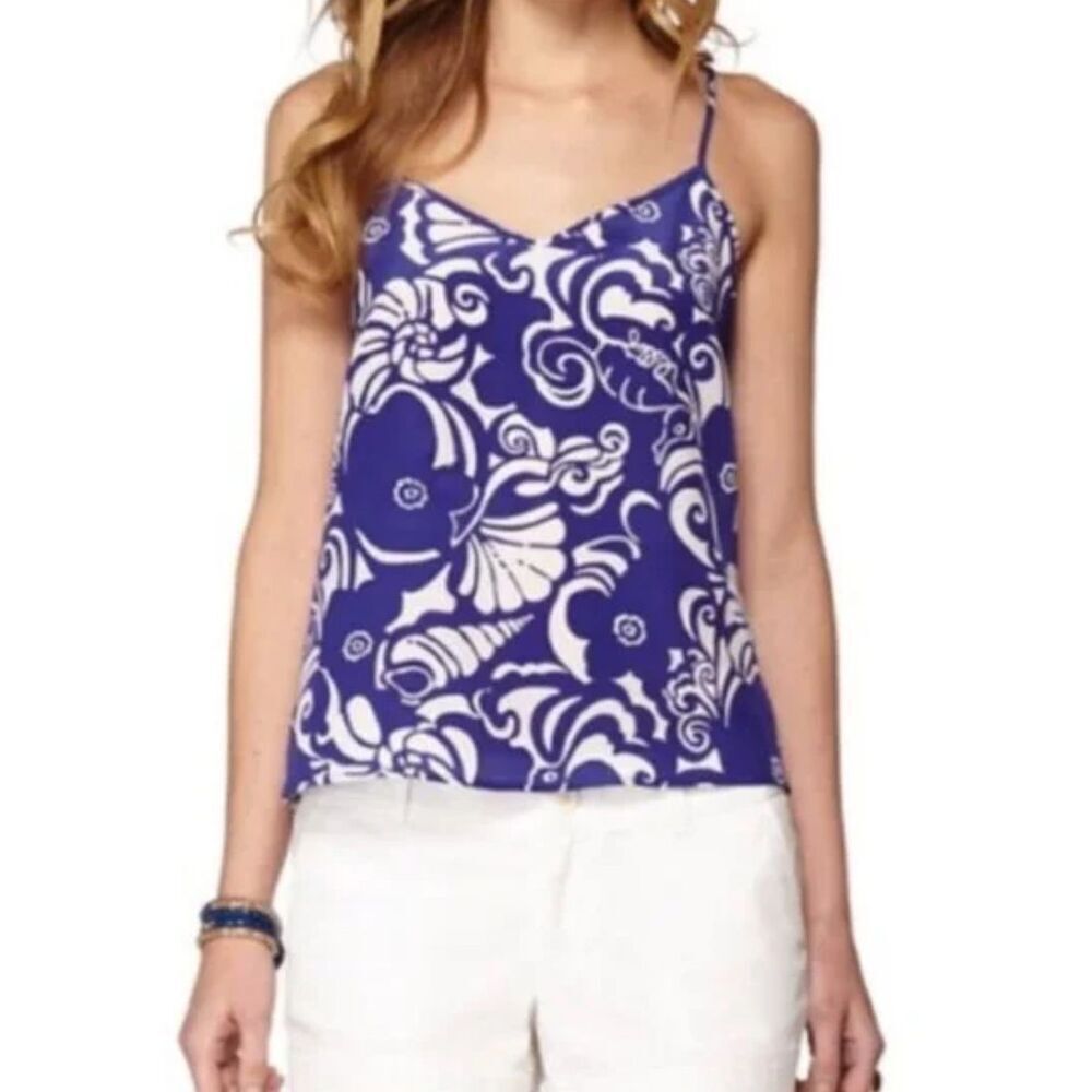 NWT Lilly Pulitzer silk tank in blue ocean, XS $110 G50